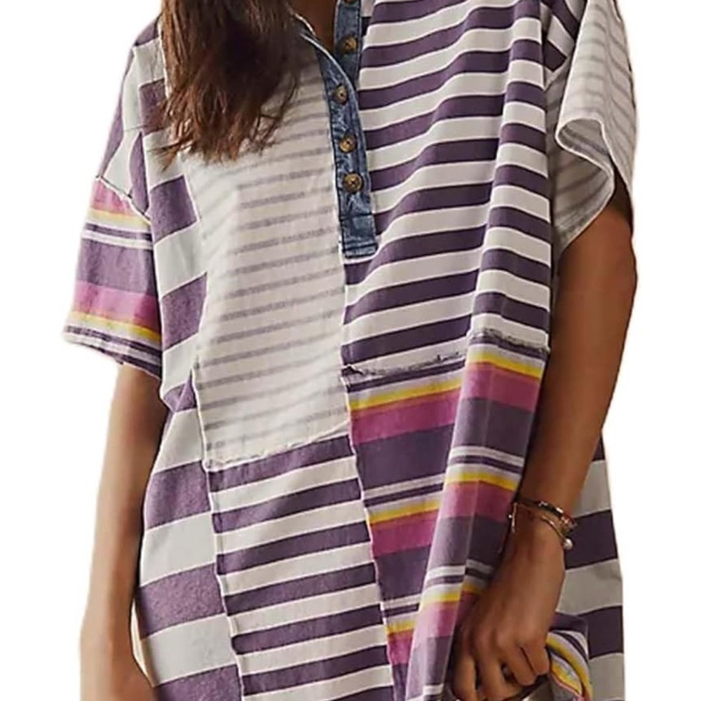 Striped Multicolor Tunic Top/Mini Dress